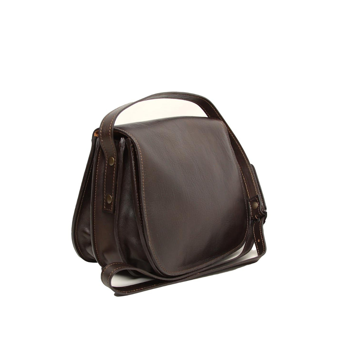 Women's shoulder bag in full grain calfskin-Dark brown