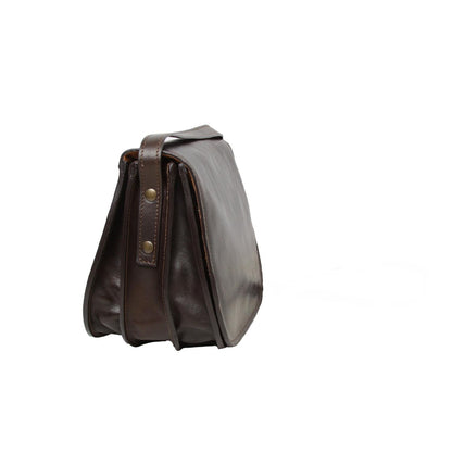 Women's shoulder bag in full grain calfskin-Dark brown