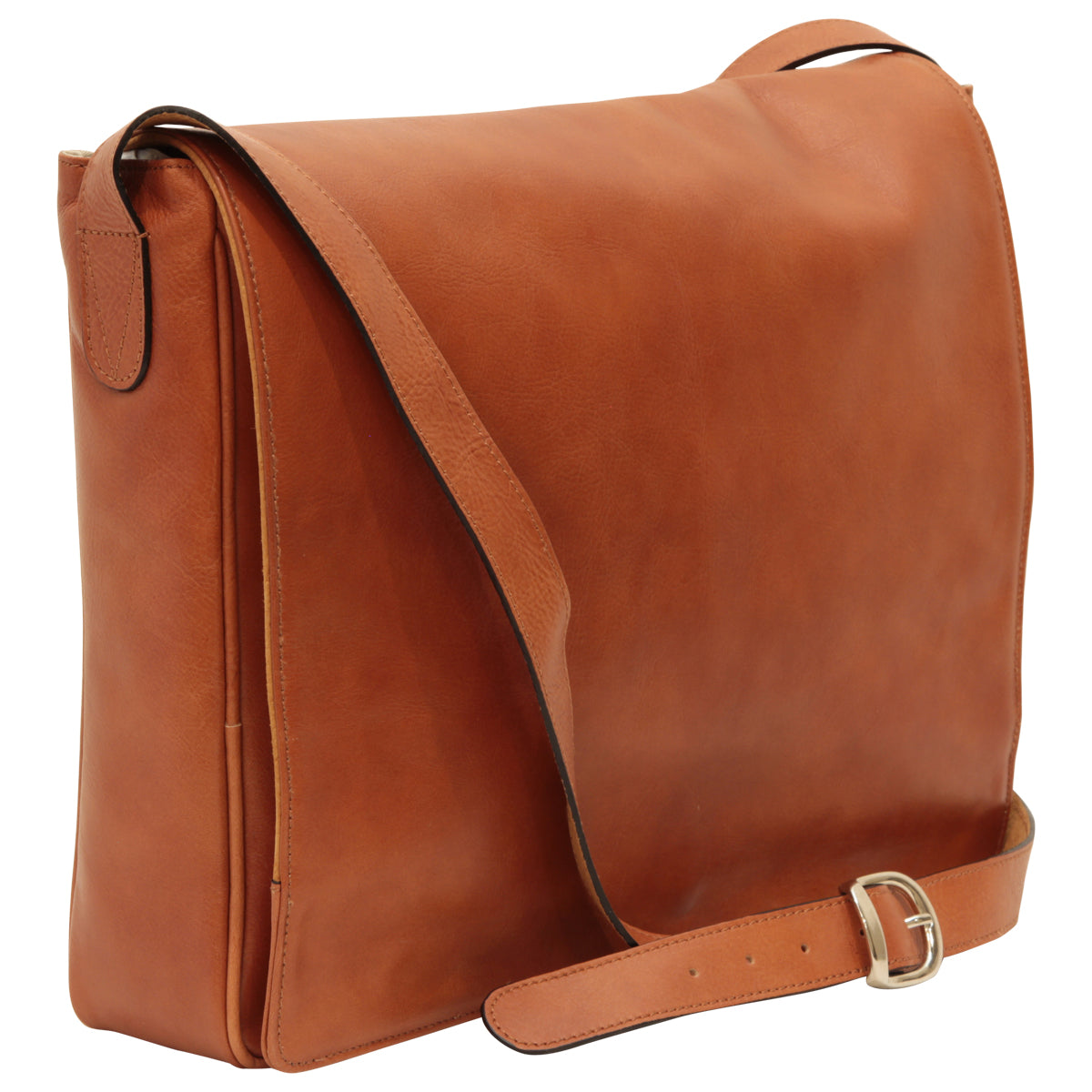 Italian Leather Messenger Bags for Men in Full-Grain Leather - Brown Colonial
