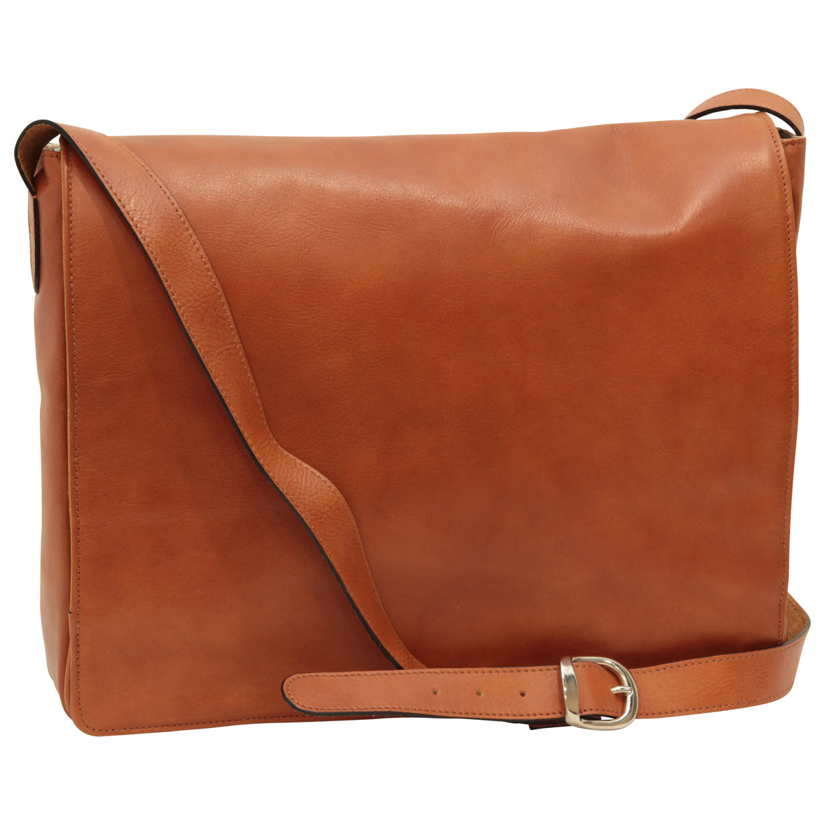 Italian Leather Messenger Bags for Men in Full-Grain Leather - Brown Colonial