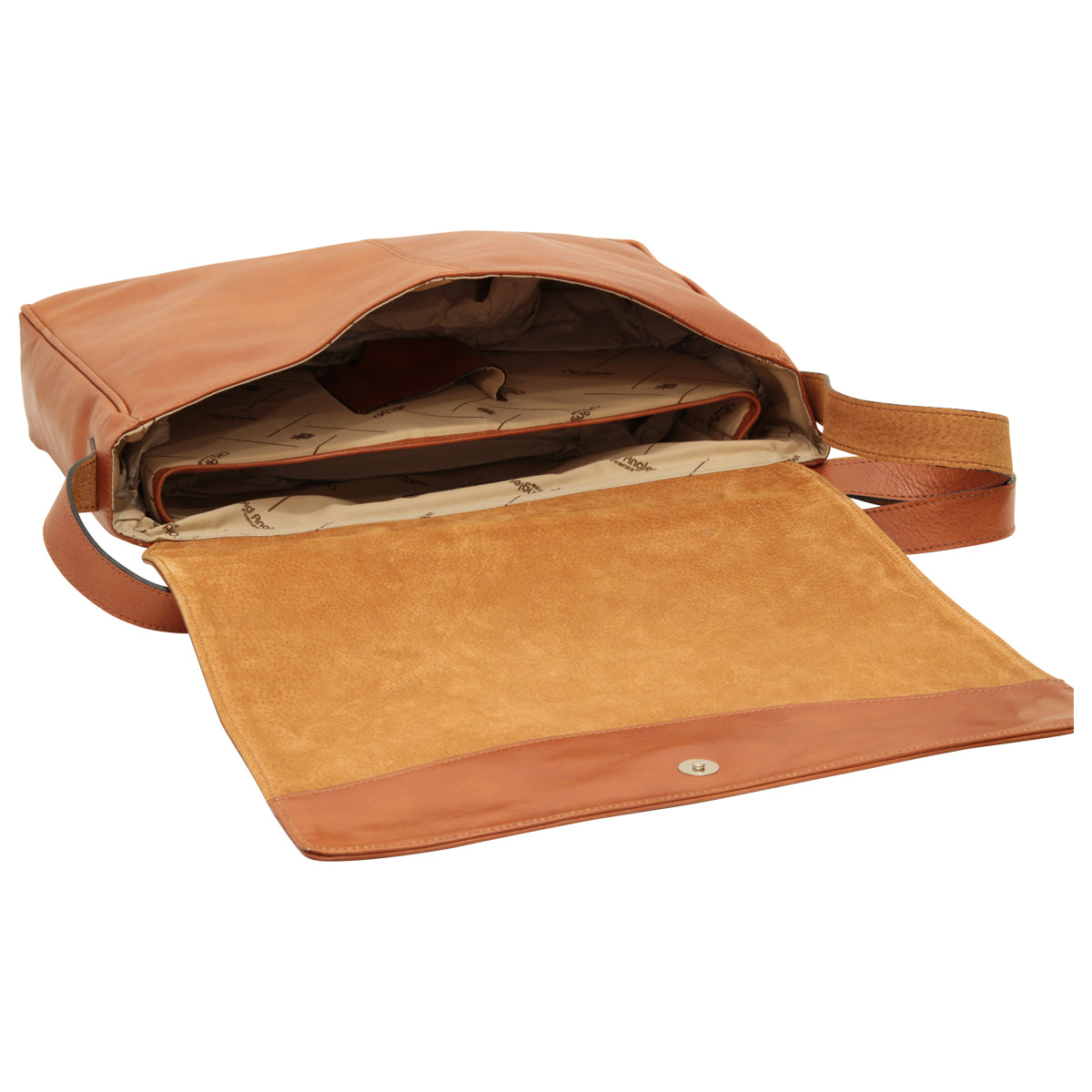 Italian Leather Messenger Bags for Men in Full-Grain Leather - Brown Colonial