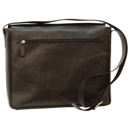 Italian Leather Messenger Bag For Men In Full-grain Leather