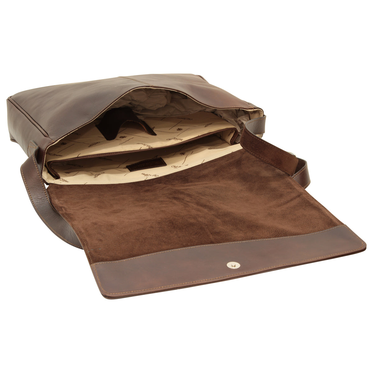 Italian Leather Messenger Bags for Men in Full-Grain Leather - Dark Brown