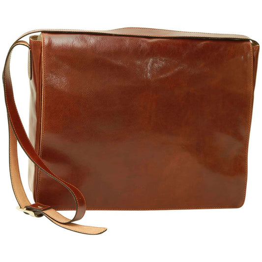 Italian Leather Messenger Bags for Men in Full-Grain Leather - Brown