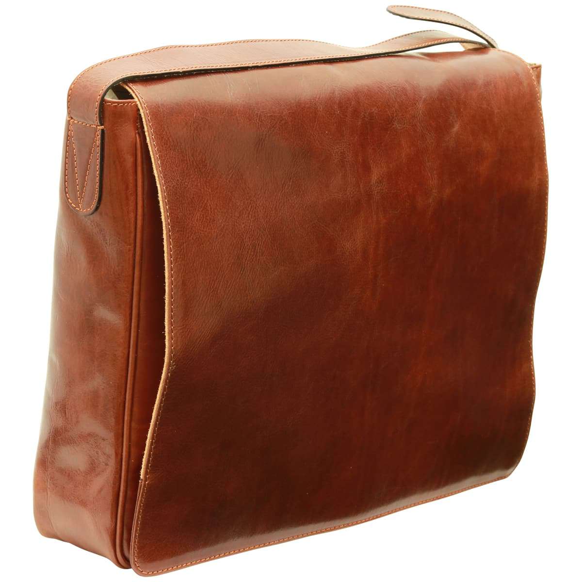 Italian Leather Messenger Bags for Men in Full-Grain Leather - Brown