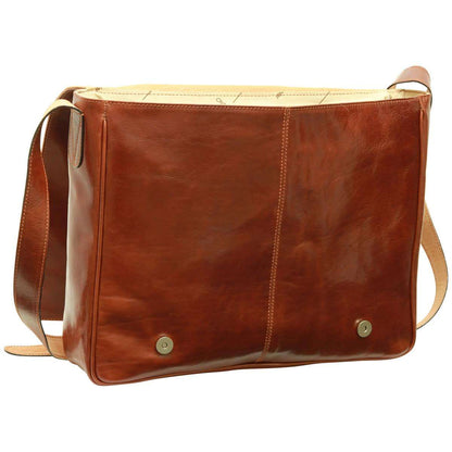 Italian Leather Messenger Bags for Men in Full-Grain Leather - Brown