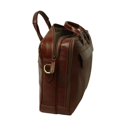 Esclusiva II Leather Laptop Briefcase - Brown