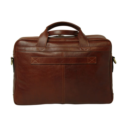 Esclusiva II Leather Laptop Briefcase - Brown
