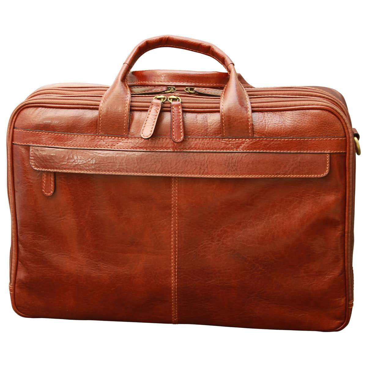 Esclusiva II Leather Laptop Briefcase - Brown