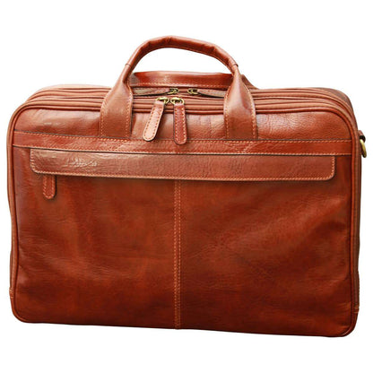 Esclusiva II Leather Laptop Briefcase - Brown