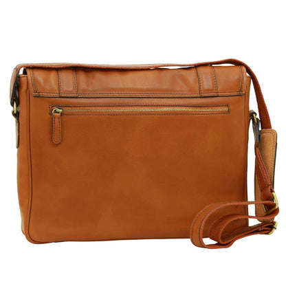 Soft Calfskin Leather Messenger Bag - Colonial Brown