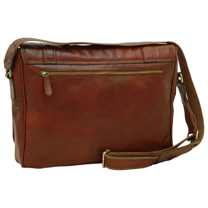 Soft Calfskin Leather Messenger Bag - Mahogany Brown