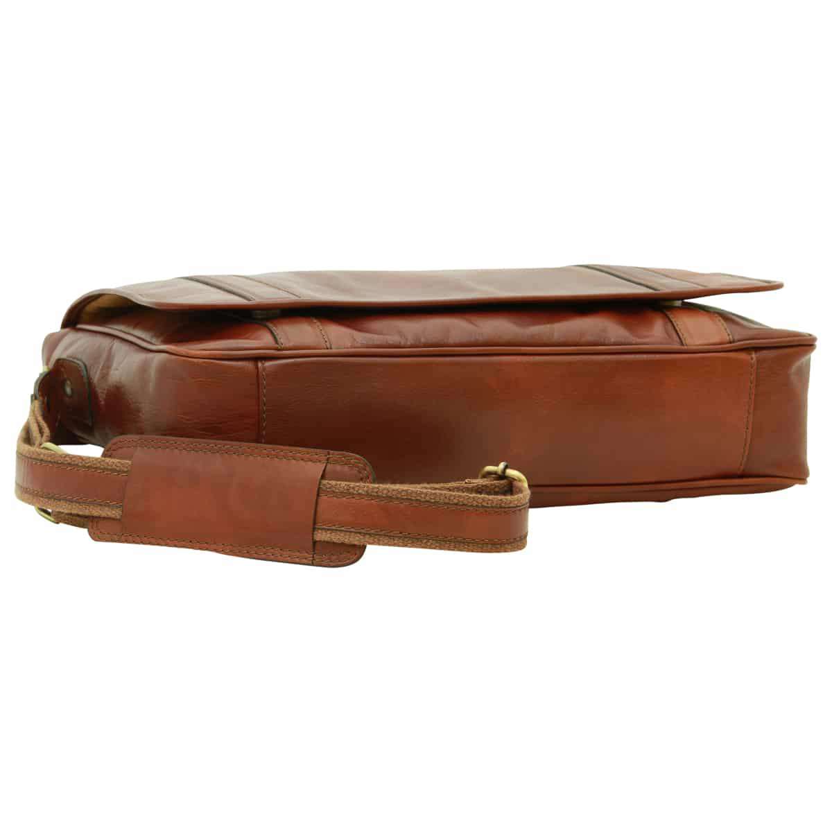 Soft Calfskin Leather Messenger Bag - Mahogany Brown