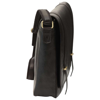 Large leather bag with magnetic closure - Black