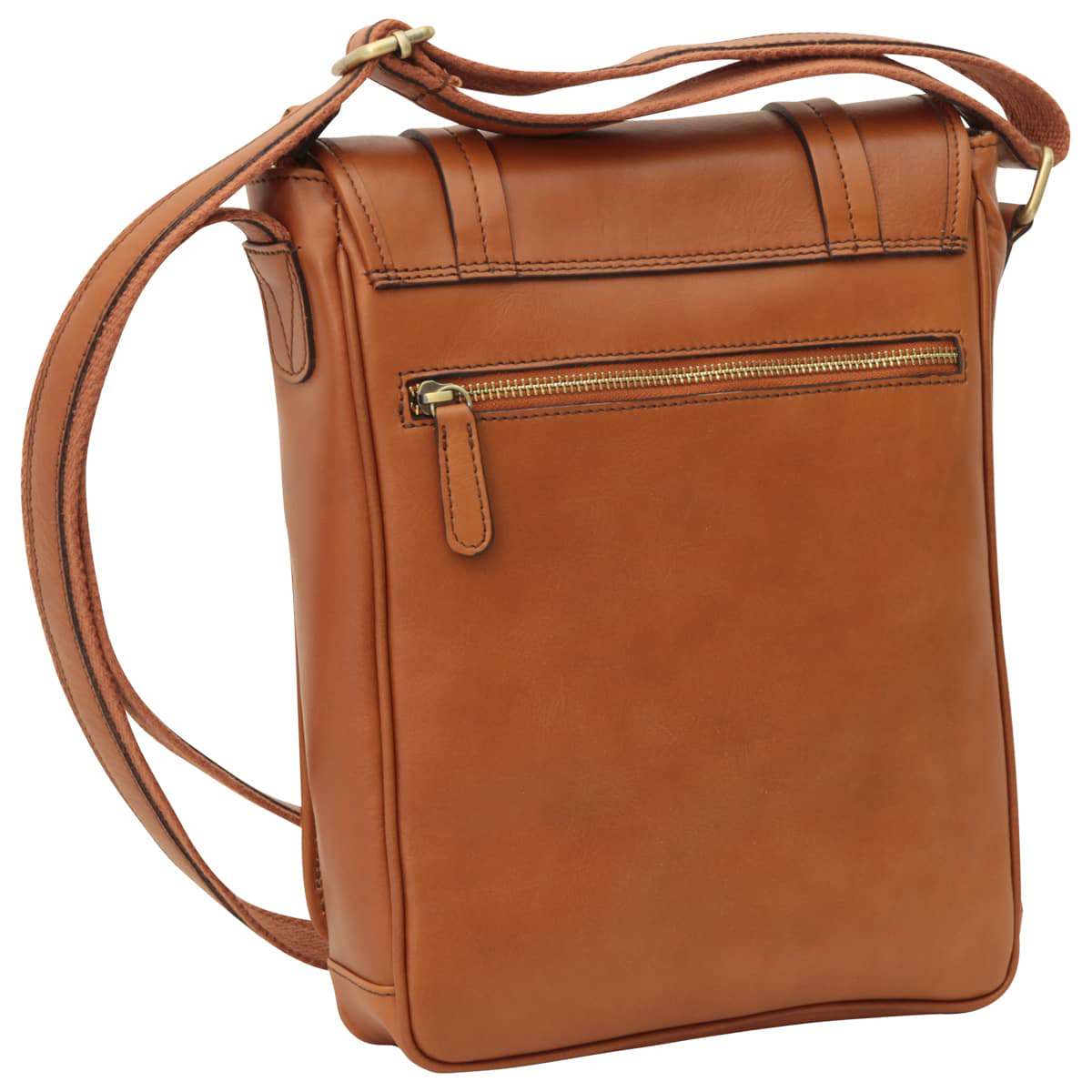 Medium leather bag with double magnetic closure - Brown Colonial
