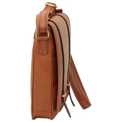 Medium leather bag with double magnetic closure - Brown Colonial