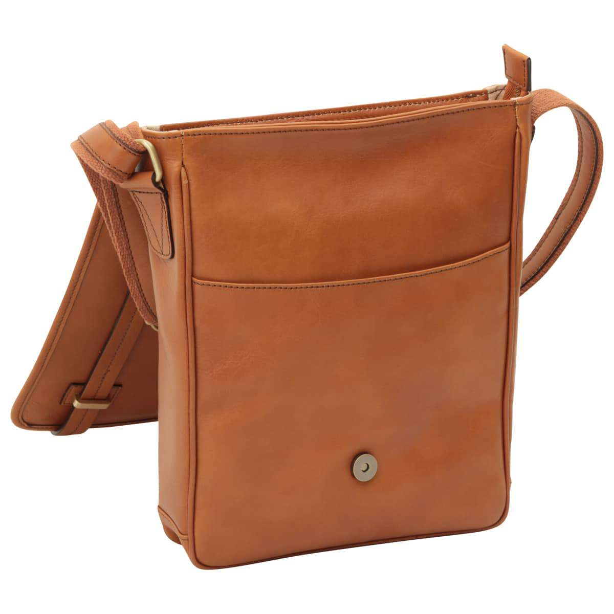 Medium leather bag with double magnetic closure - Brown Colonial