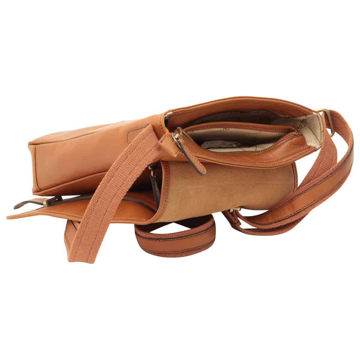 Medium leather bag with double magnetic closure - Brown Colonial