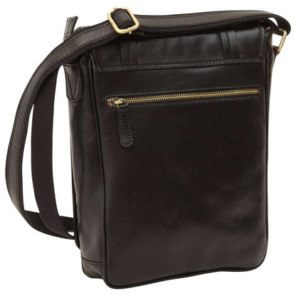 Medium leather bag with double magnetic closure - Black