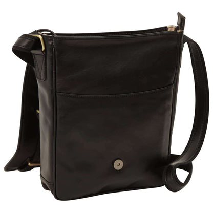 Medium leather bag with double magnetic closure - Black