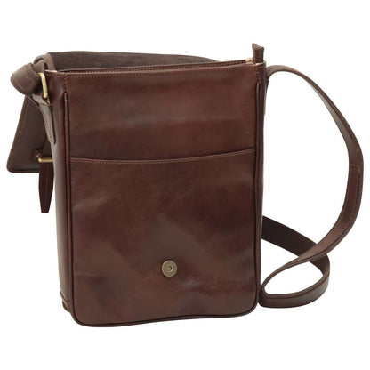 Medium leather bag with double magnetic closure - DARK Brown