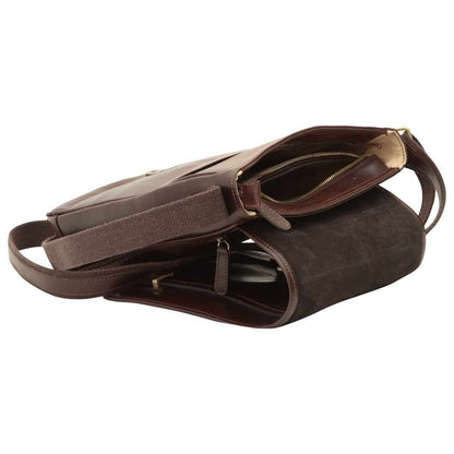 Medium leather bag with double magnetic closure - DARK Brown