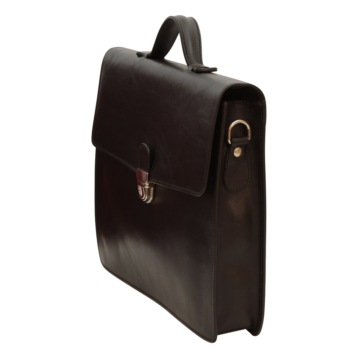 Business leather briefcase black