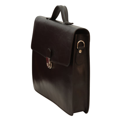 Business leather briefcase black