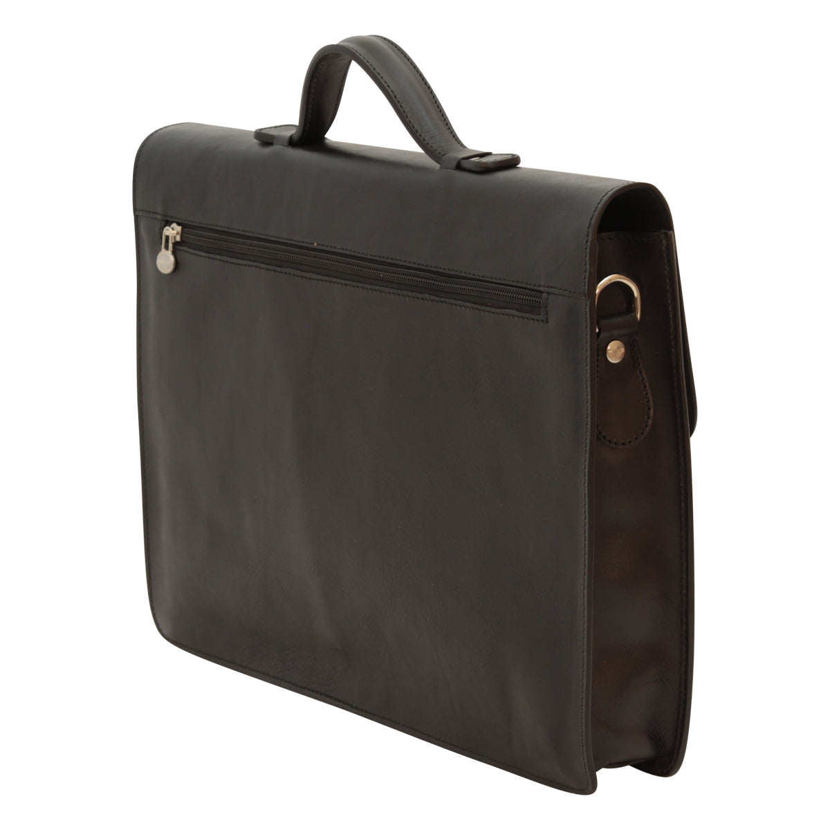Business leather briefcase black