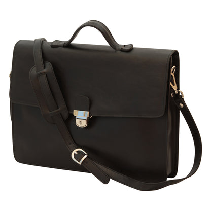 Business leather briefcase black