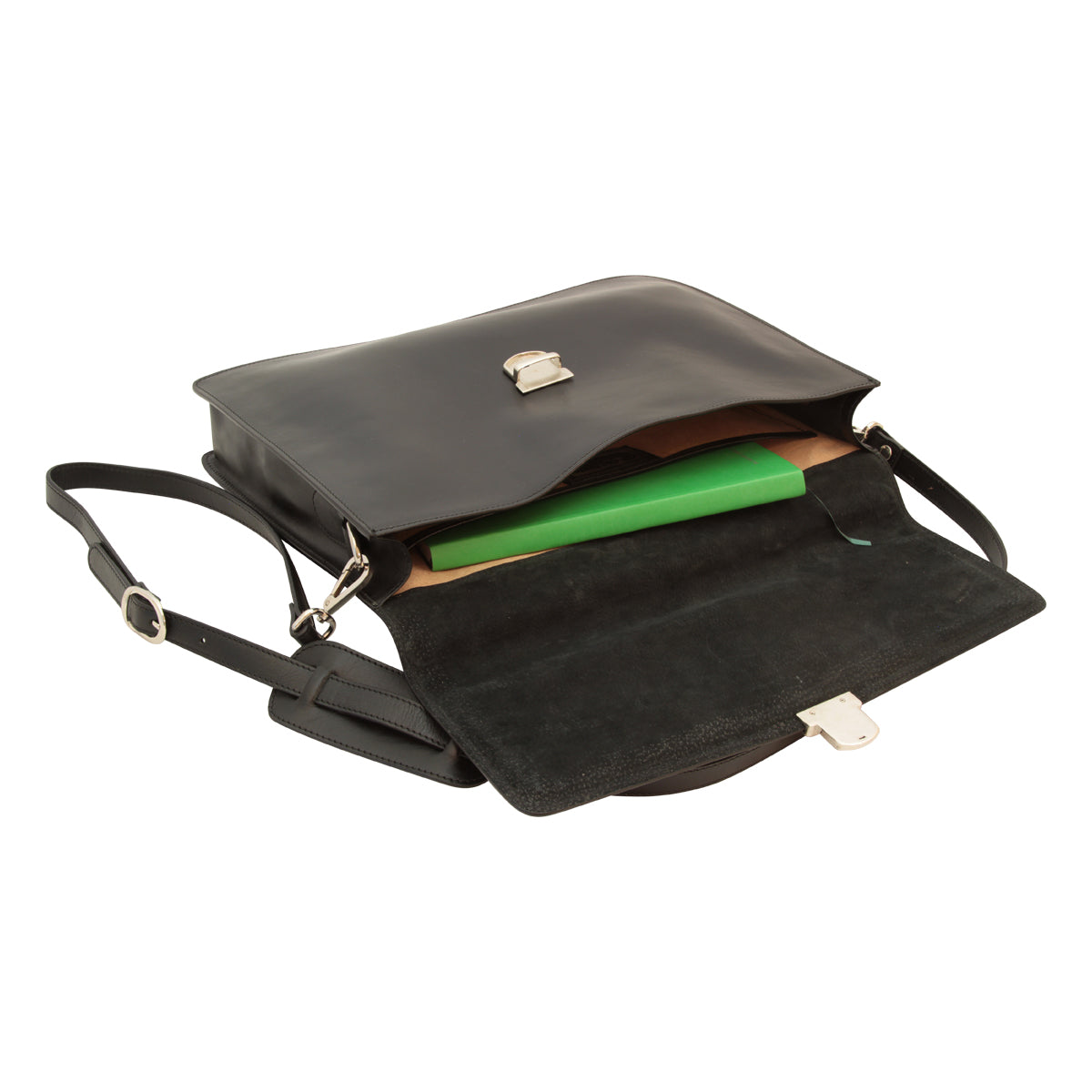 Business leather briefcase black