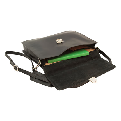 Business leather briefcase black