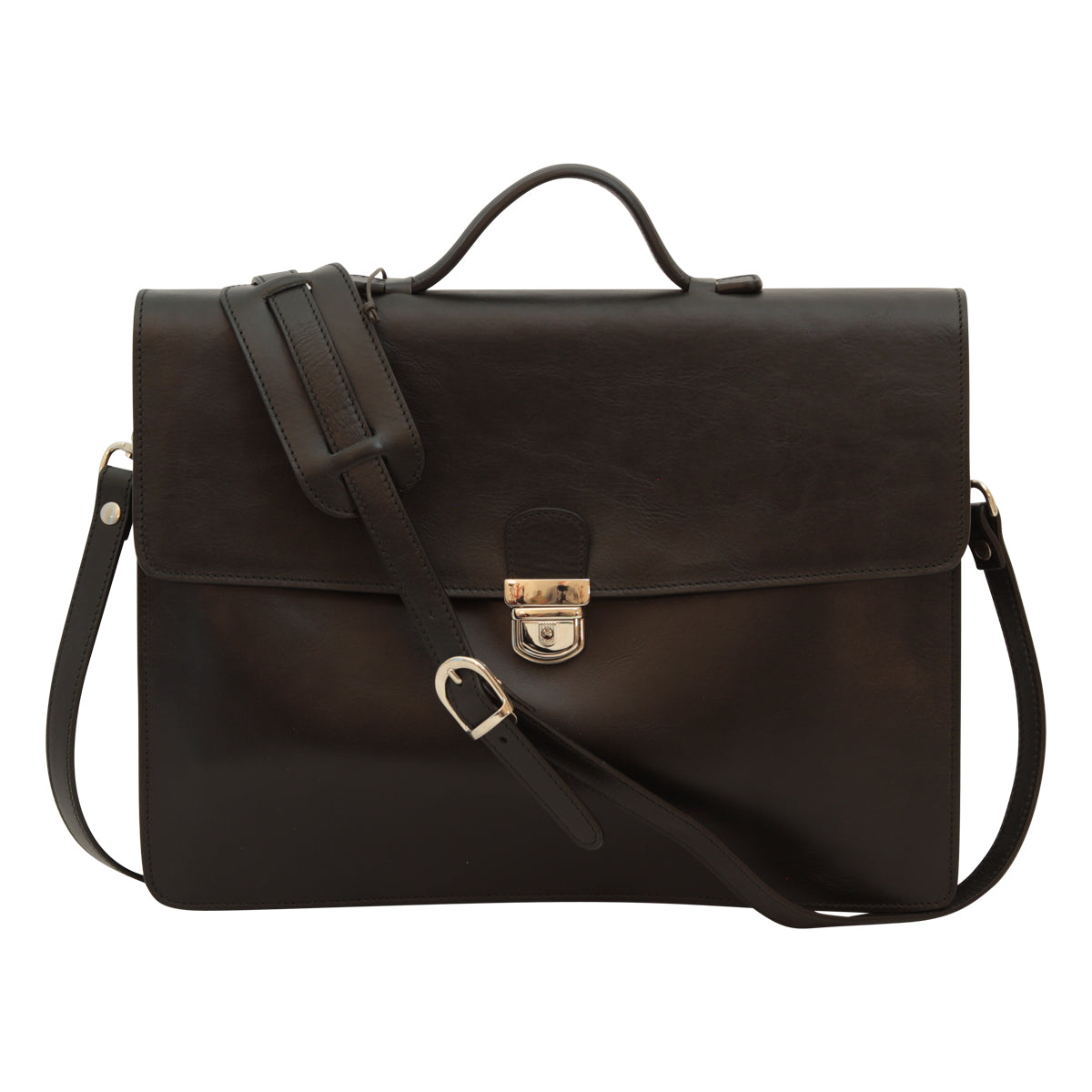 Business leather briefcase black