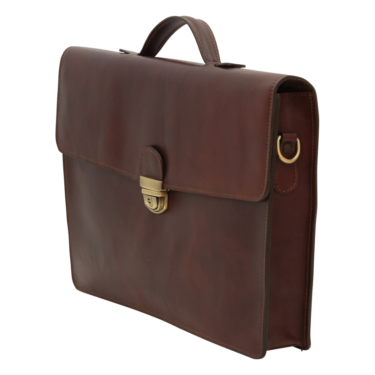 Business leather briefcase dark brown