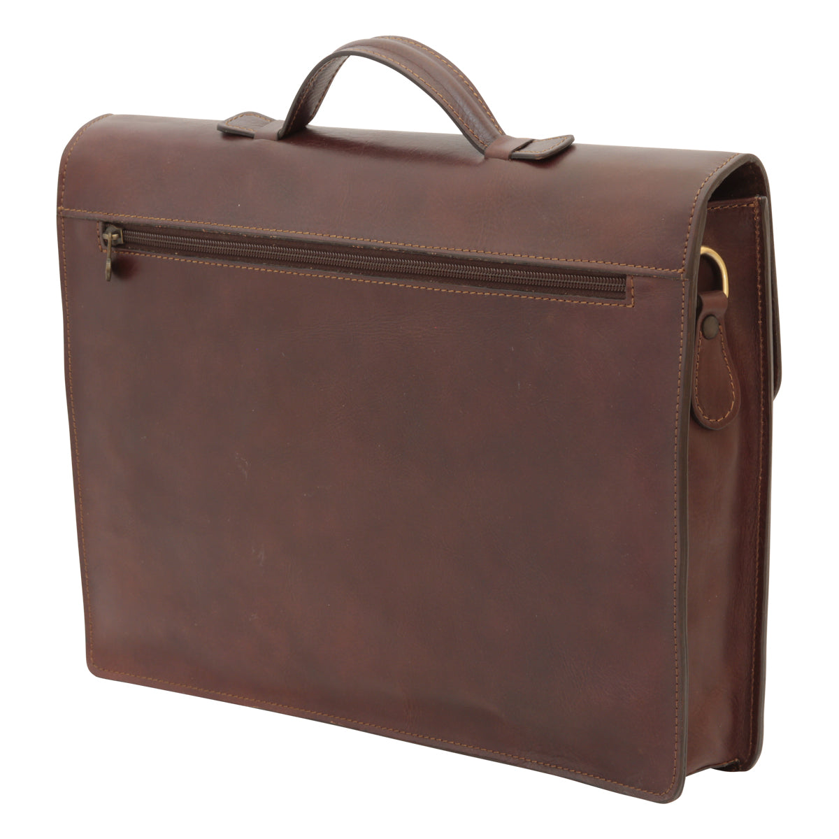Business leather briefcase dark brown