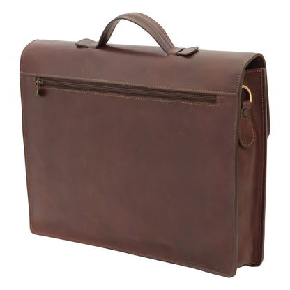 Business leather briefcase dark brown