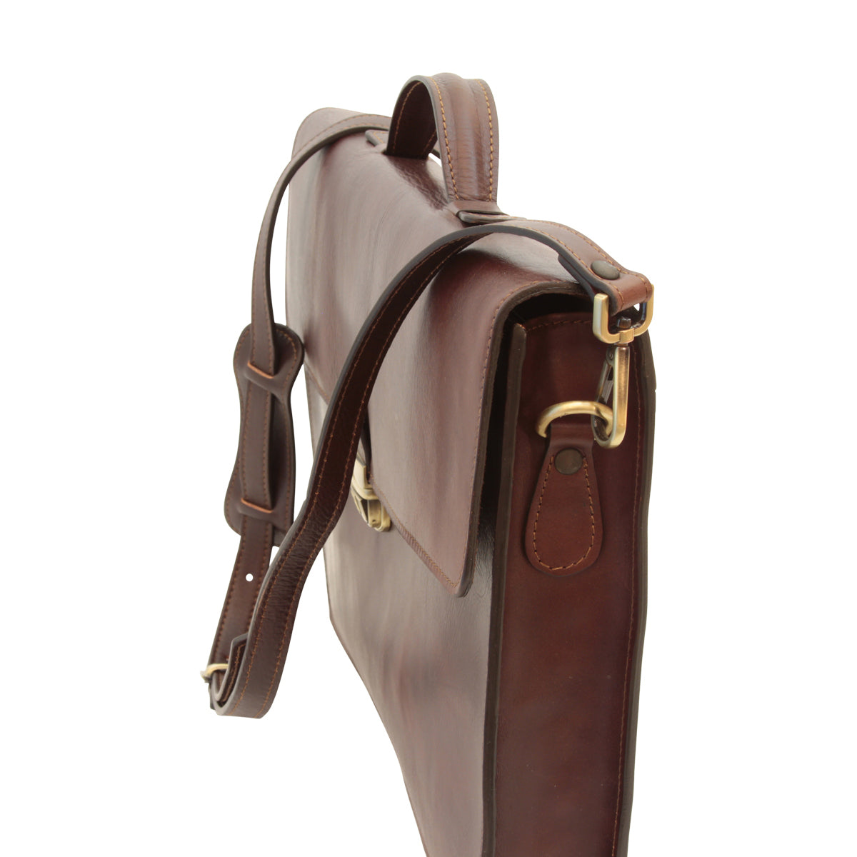 Business leather briefcase dark brown