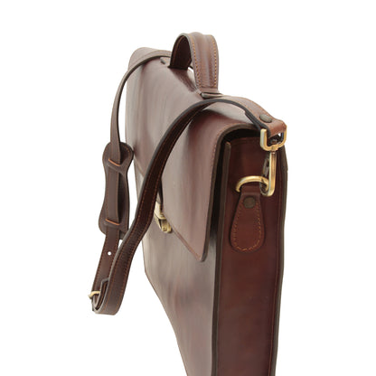 Business leather briefcase dark brown