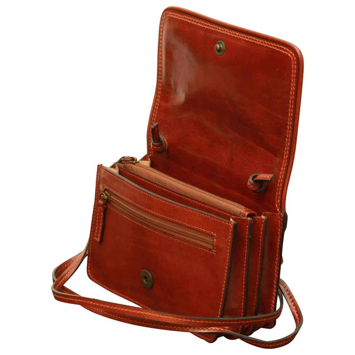 Small leather cross body bag - Brown