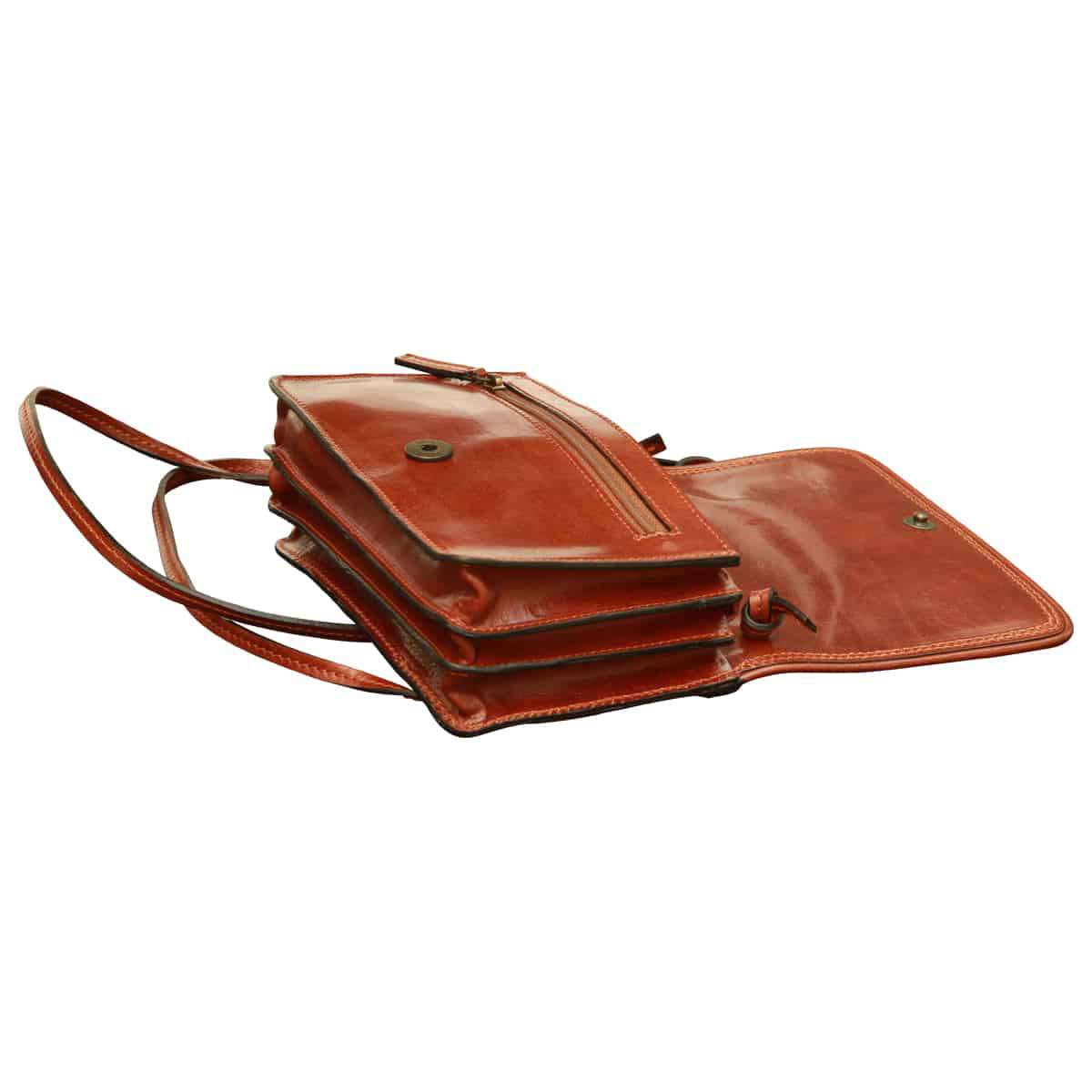 Small leather cross body bag - Brown