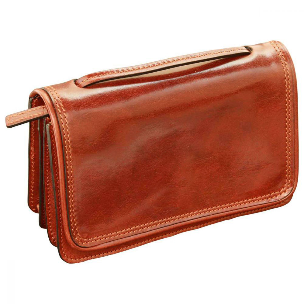 Small leather cross body bag - Brown