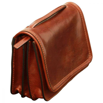 Small leather cross body bag - Brown
