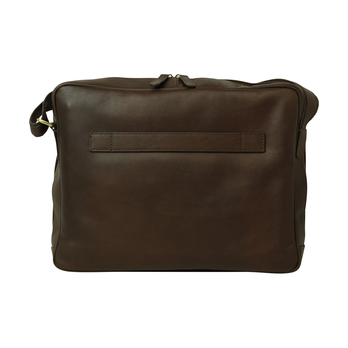 Large leather bag with zip closures - Dark Brown