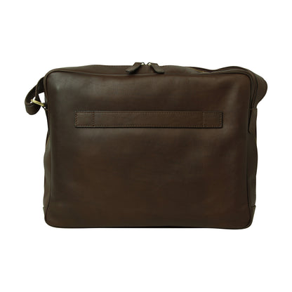 Large leather bag with zip closures - Dark Brown