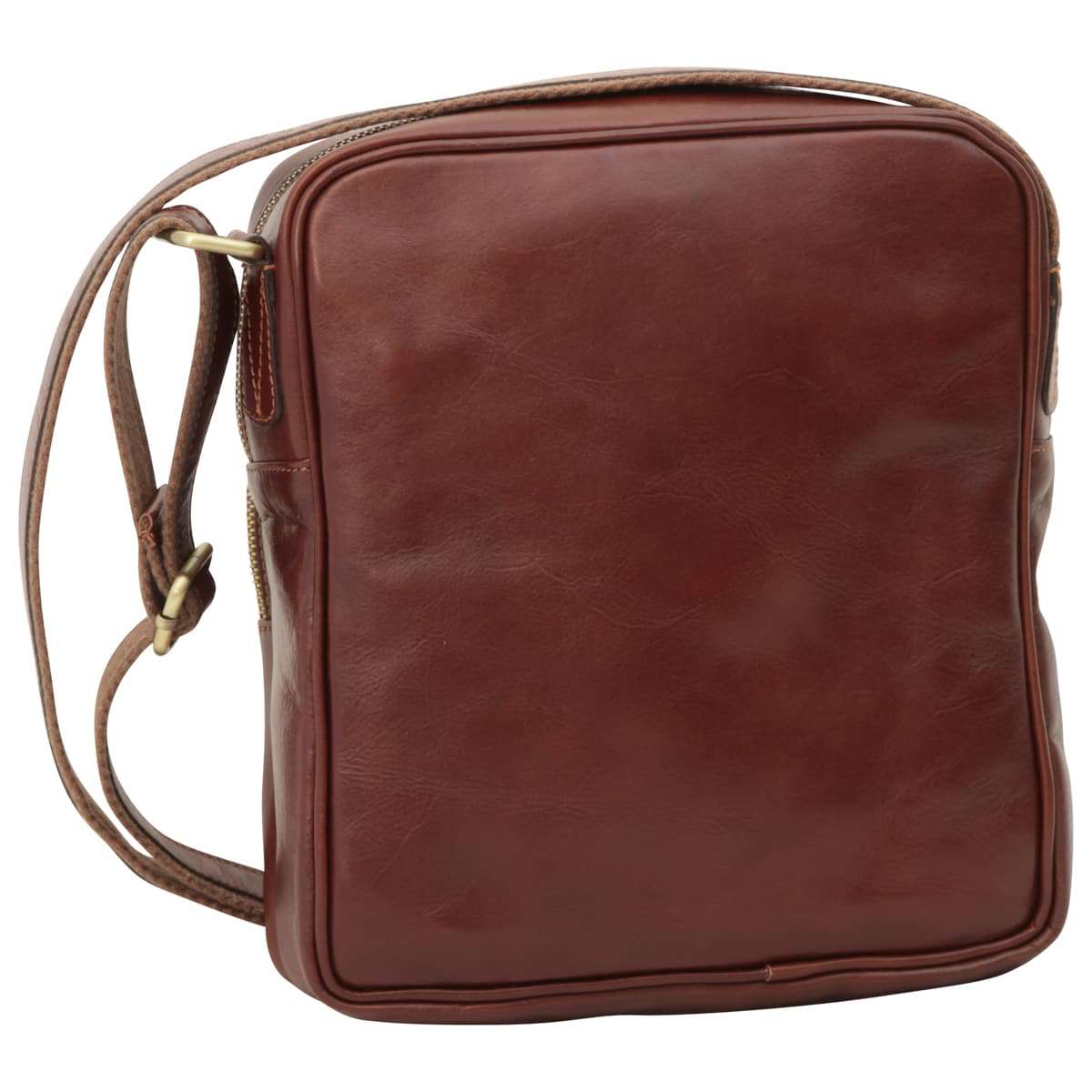 Small leather bag with zip closures - Brown
