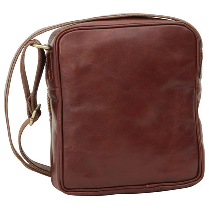 Small leather bag with zip closures - Brown