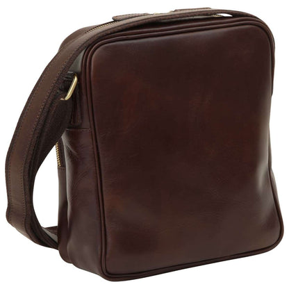 Small leather bag with zip closures - Dark Brown