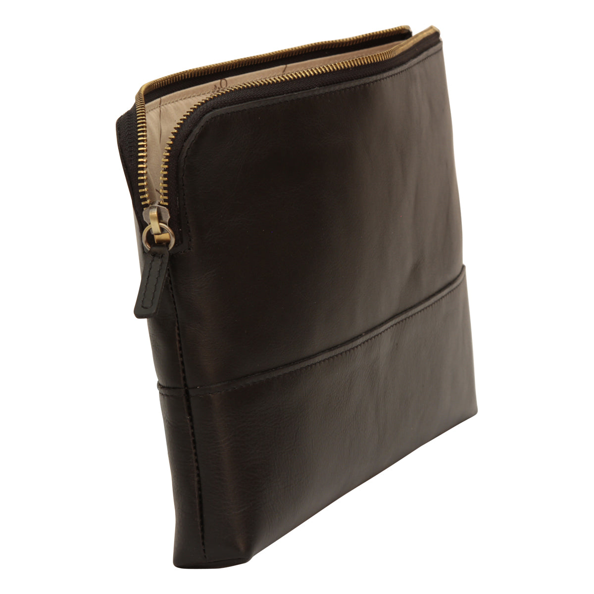 Full grain calfskin document case - dark brown