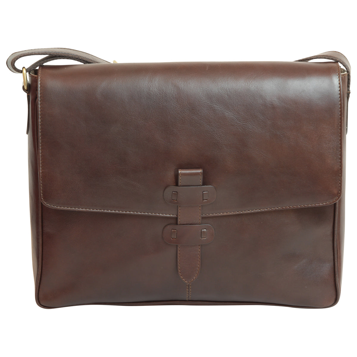 Cowhide Leather Messenger - Dark brown