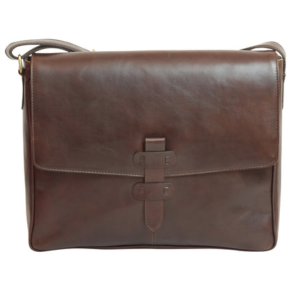 Cowhide Leather Messenger - Dark brown